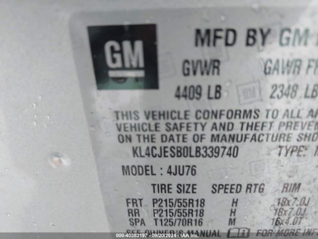 KL4CJESB0LB339740 Buick Encore Awd Preferred
