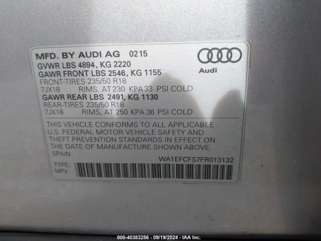 WA1EFCFS7FR013132 Audi Q3 2.0t Premium Plus
