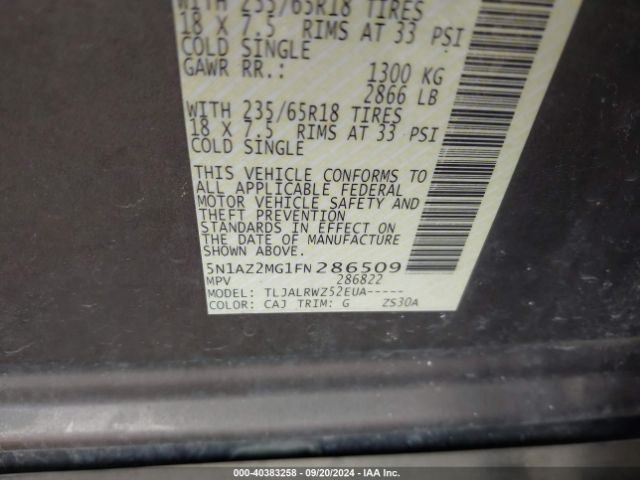 5N1AZ2MG1FN286509 Nissan MURANO SL