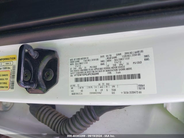 1FTEW1EP2JFC92295 Ford F-150 Xl