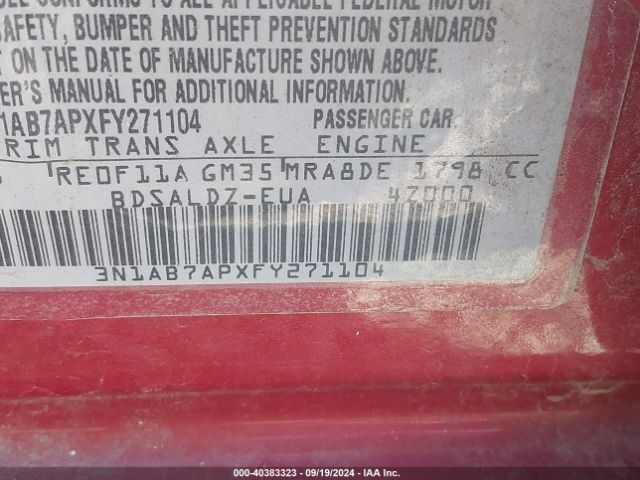 3N1AB7APXFY271104 Nissan SENTRA SV