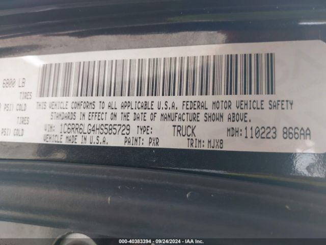 1C6RR6LG4HS585729 RAM 1500 Big Horn  4x2 5'7 Box