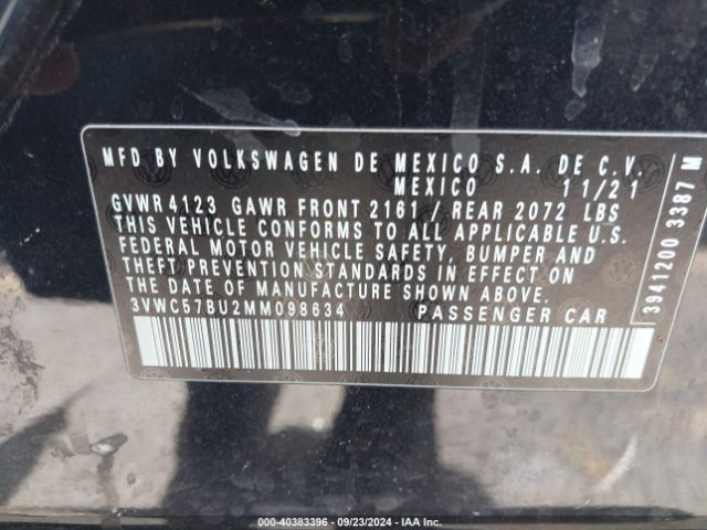3VWC57BU2MM098634 Volkswagen Jetta 1.4t R-line/1.4t S/1.4t Se
