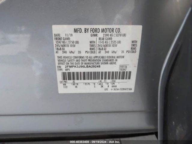 2FMPK3J96LBA29248 Ford EDGE SEL