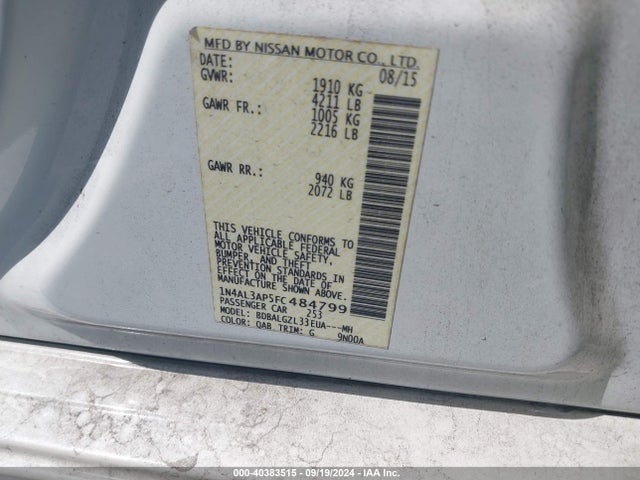 Nissan Altima 2.5 S 2015 1N4AL3AP5FC484799 Image 9