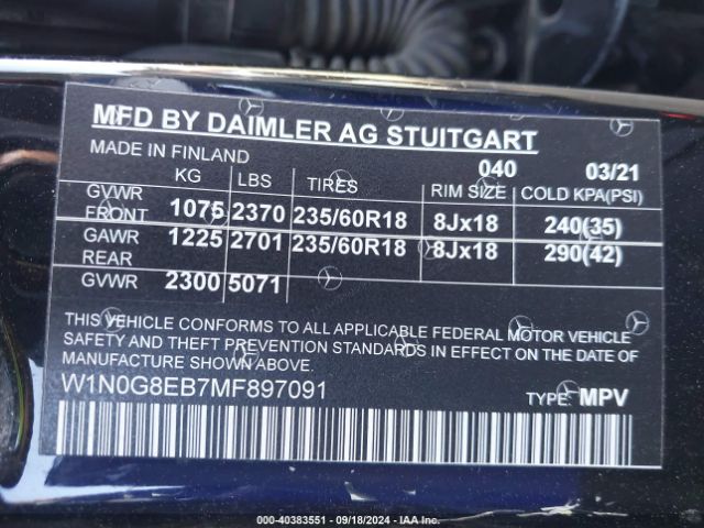 W1N0G8EB7MF897091 Mercedes-Benz Glc 300 4matic Suv