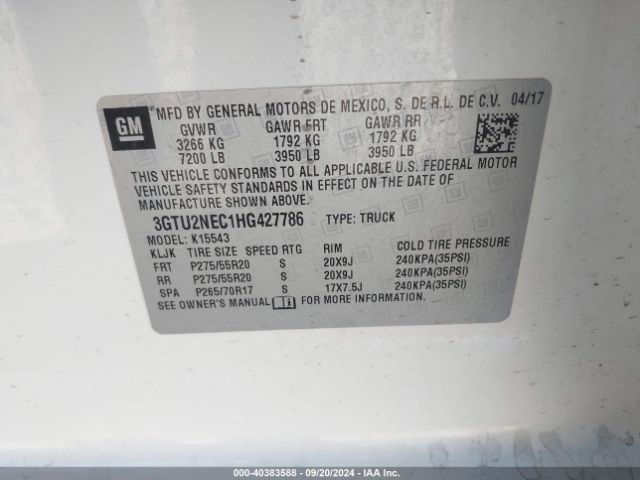 3GTU2NEC1HG427786 GMC Sierra 1500 Slt