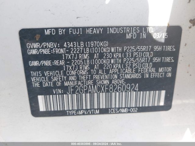 JF2GPAMCXF8260924 Subaru Xv Crosstrek 2.0i Limited