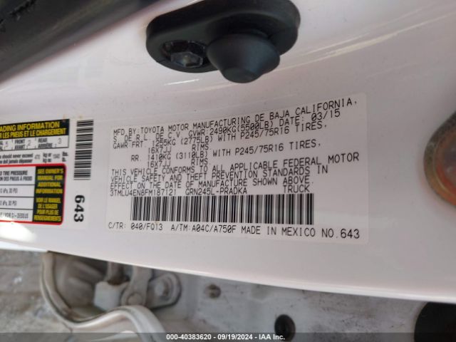 3TMLU4EN8FM187121 Toyota Tacoma Base V6