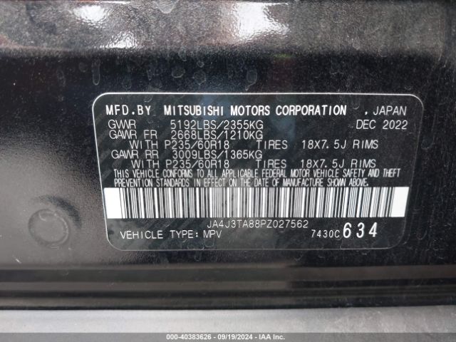 JA4J3TA88PZ027562 Mitsubishi Outlander Es 2.5 2wd