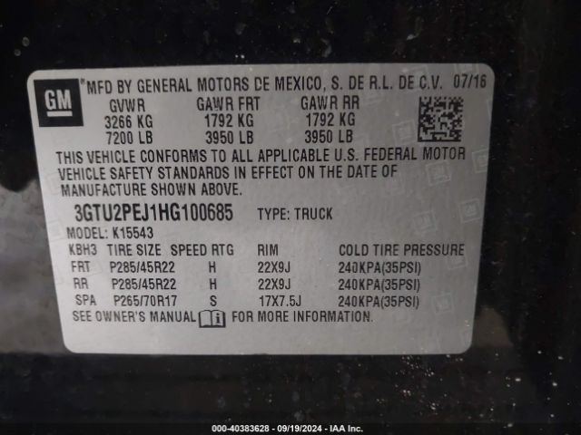 3GTU2PEJ1HG100685 GMC Sierra 1500 Denali
