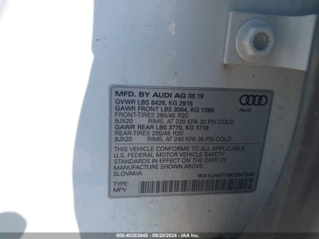 WA1LHAF76KD047345 Audi Q7 45 Premium