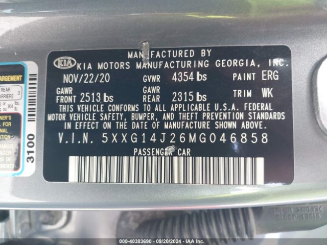 5XXG14J26MG046858 KIA K5 LXS