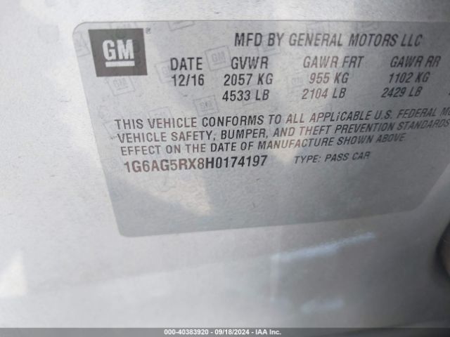 1G6AG5RX8H0174197 Cadillac Ats Standard