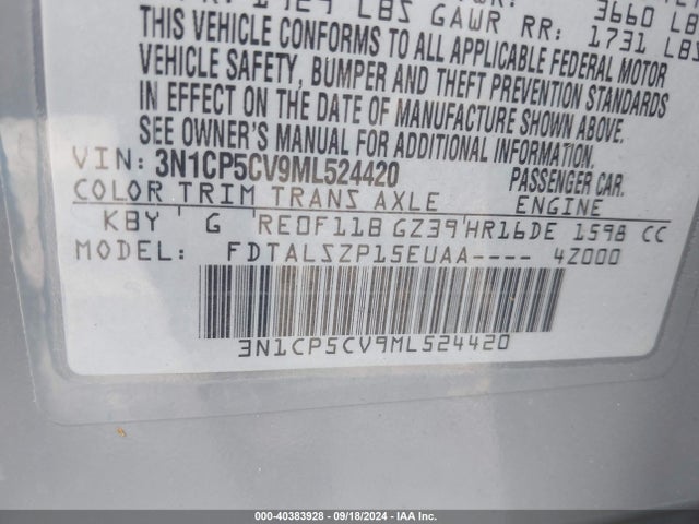 Nissan Kicks Sv Xtronic Cvt 2021 3N1CP5CV9ML524420 Image 9