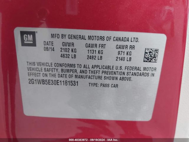 2G1WB5E30E1181531 Chevrolet Impala Limited Lt