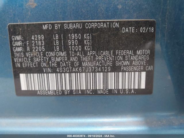 4S3GTAK67J3734129 Subaru Impreza 2.0i Sport