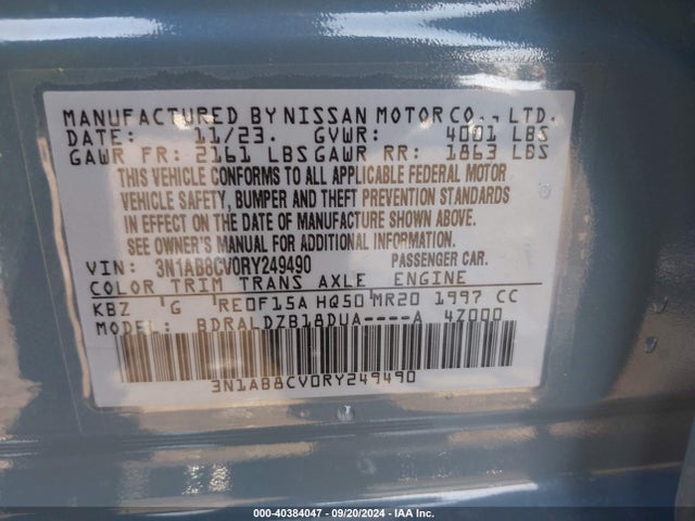 Nissan Sentra Sv Xtronic Cvt 2024 3N1AB8CV0RY249490 Image 9