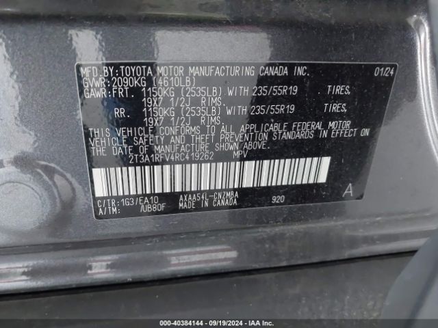 2T3A1RFV4RC419262 Toyota Rav4 Xle Premium