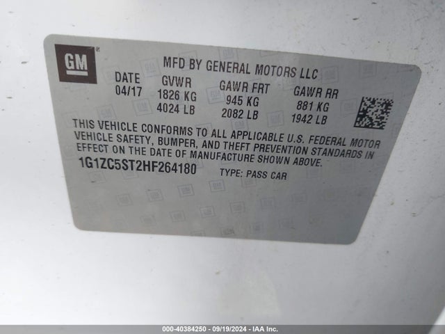Chevrolet Malibu 1fl 2017 1G1ZC5ST2HF264180 Image 9