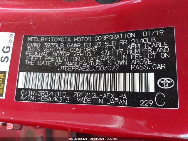 Toyota COROLLA LE 2020 JTDEPRAE2LJ003027 Image 9
