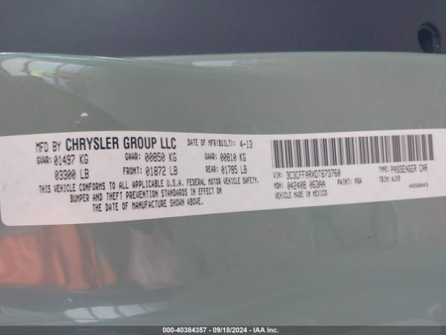 2013 FIAT 500 3C3CFFARXDT673760 Photo 8