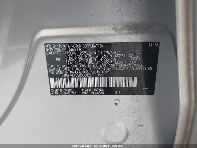 Toyota RAV4 LE 2014 JTMBFREV2ED050026 Image 9