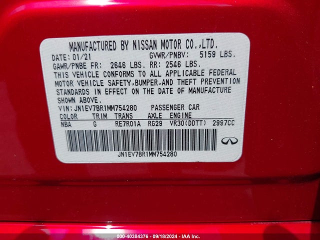JN1EV7BR1MM754280 Infiniti Q50 Luxe Awd
