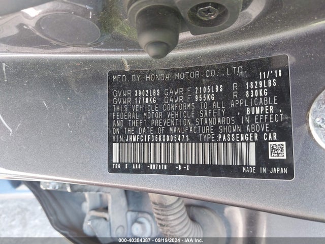 Honda CIVIC EX 2019 JHMFC1F35KX005471 Image 9