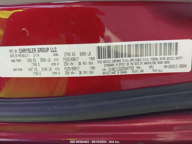 2C4RC1CG2ER307793 Chrysler Town & Country Touring-l