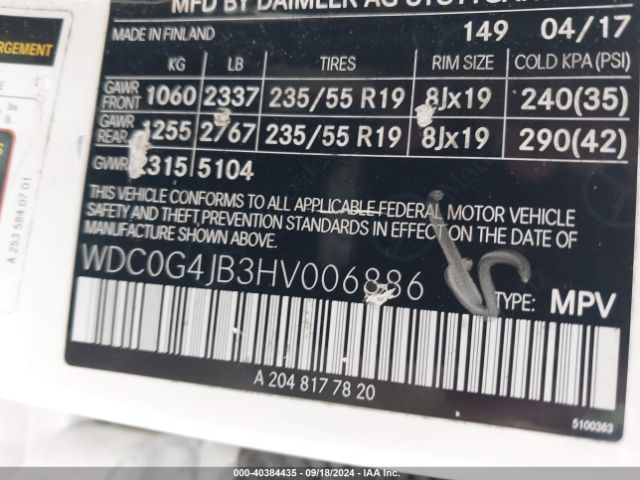 WDC0G4JB3HV006886 Mercedes-Benz GLC 300