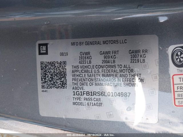 1G1FB1RS6L0104987 Chevrolet Camaro Rwd  1lt