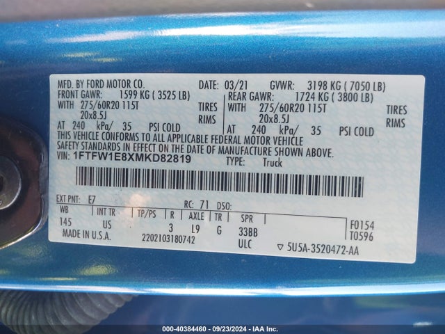 Ford F-150 Xlt 2021 1FTFW1E8XMKD82819 Image 9