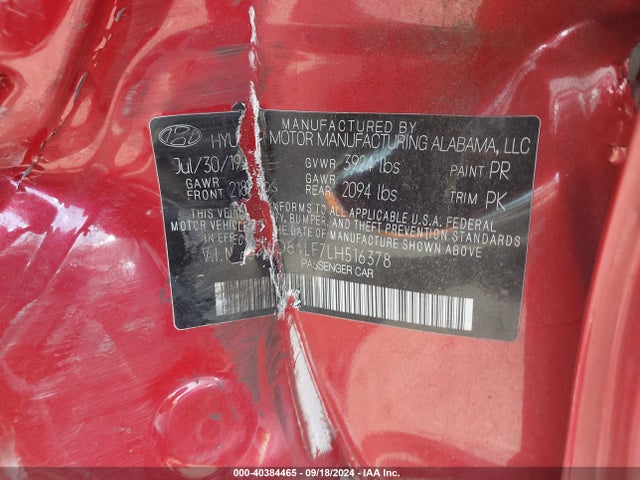Hyundai ELANTRA SEL 2020 5NPD84LF7LH516378 Image 9