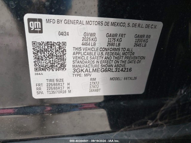 3GKALMEG6RL314216 GMC Terrain Fwd Sle