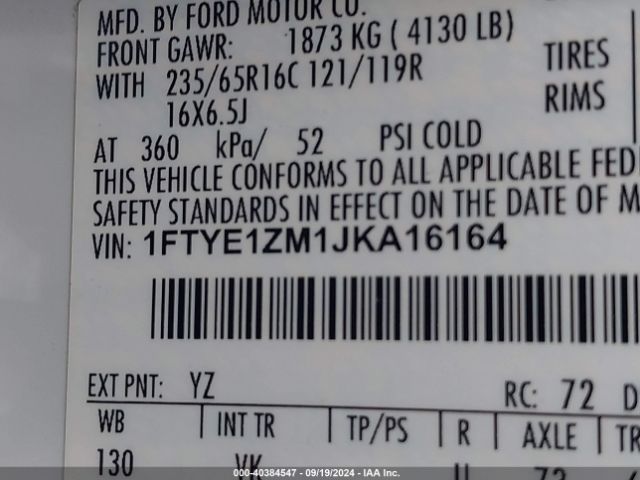 1FTYE1ZM1JKA16164 Ford Transit-150
