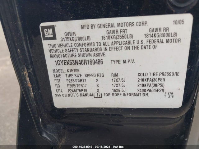 2006 CADILLAC ESCALADE 1GYEK63N46R160486 Photo 8