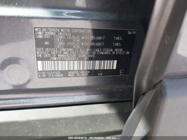 Toyota Rav4 Xle 2019 JTMW1RFV1KD030814 Image 9