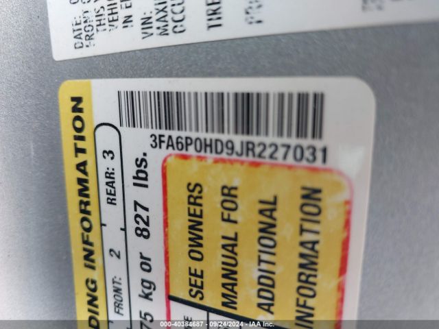 3FA6P0HD9JR227031 Ford FUSION SE