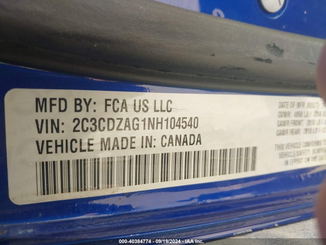 Dodge Challenger Sxt 2022 2C3CDZAG1NH104540 Image 9