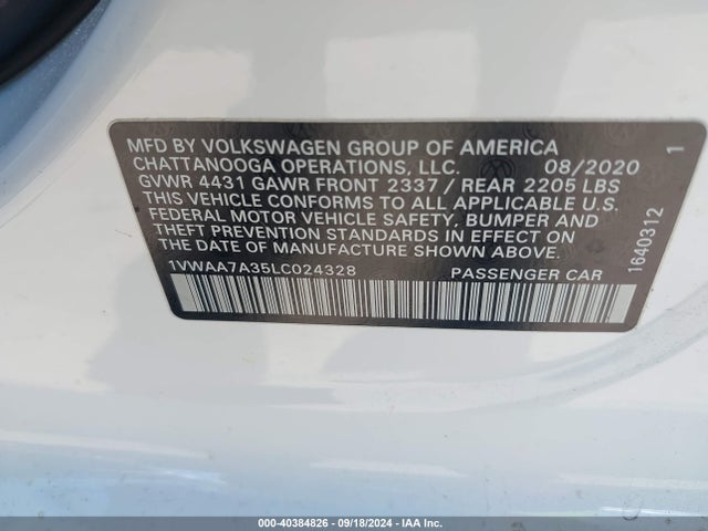 1VWAA7A35LC024328 Volkswagen Passat 2.0t S