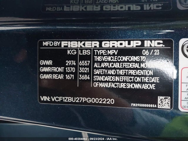 Fisker Ocean One 2023 VCF1ZBU27PG002220 Image 9