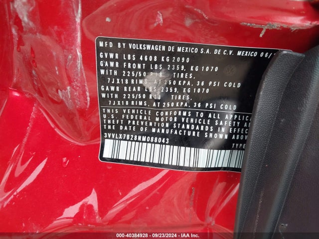 3VVLX7B28NM088043 Volkswagen Taos 1.5t Se