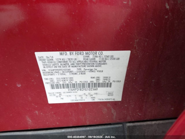 Ford Taurus Limited 2015 1FAHP2F82FG102560 Image 9