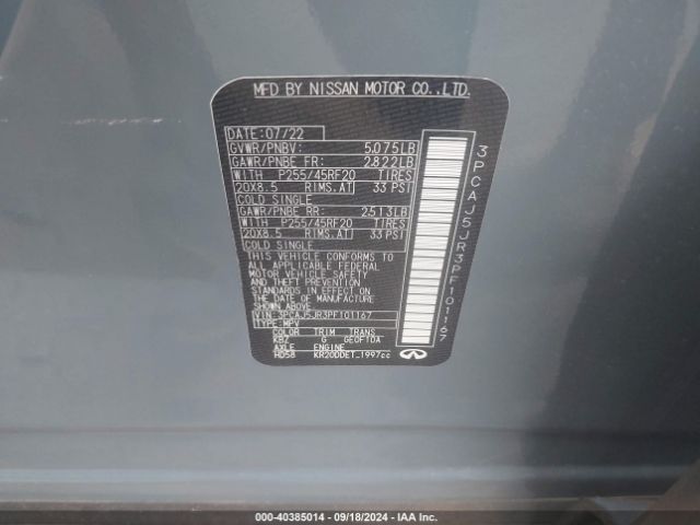 3PCAJ5JR3PF101167 Infiniti Qx55 Luxe Awd