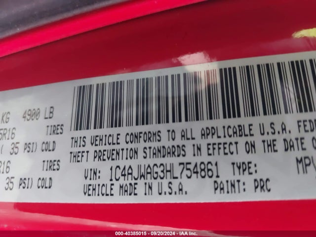 1C4AJWAG3HL754861 Jeep Wrangler Sport 4x4