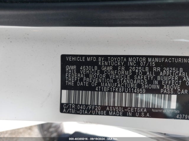 Toyota CAMRY SE 2015 4T1BF1FK8FU114959 Image 9