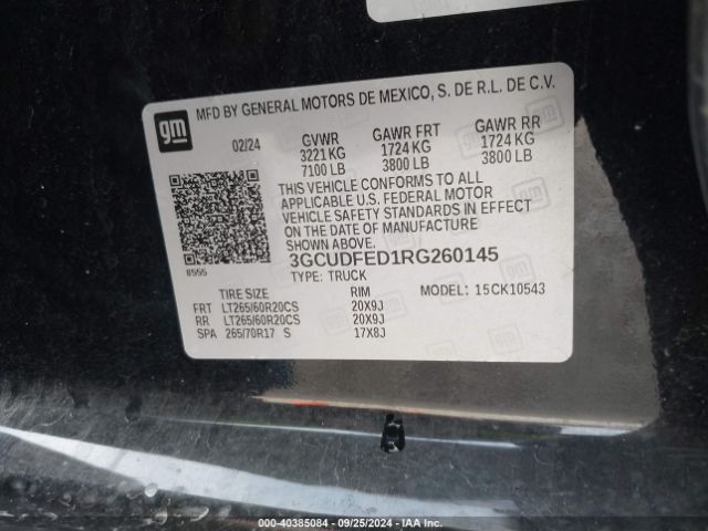 3GCUDFED1RG260145 Chevrolet Silverado 1500 4wd  Short Bed Lt Trail Boss
