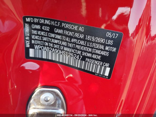 2017 PORSCHE 911 WP0AB2A90HS125247 Photo 8