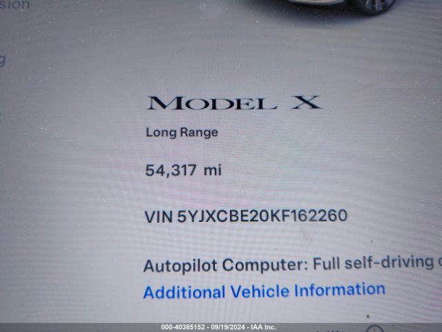 5YJXCBE20KF162260 Tesla Model X 100d/75d/long Range